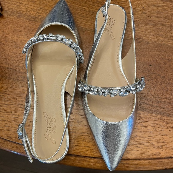 New Metallic jeweled flat slingbacks. - Picture 2 of 7